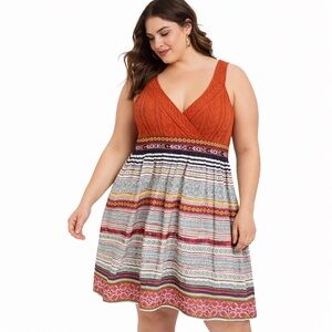 Free People Dress 10 Orange Wool Blend Embroidery Stripes Boho‎ Folk Festival